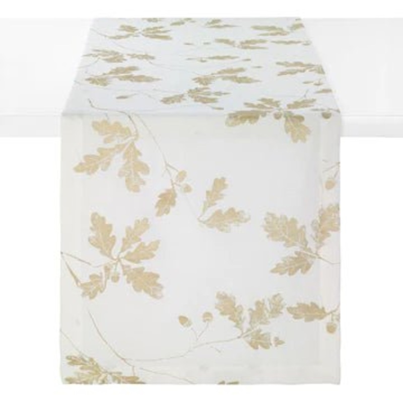 Acorn 90" Table Runner- Gold and White