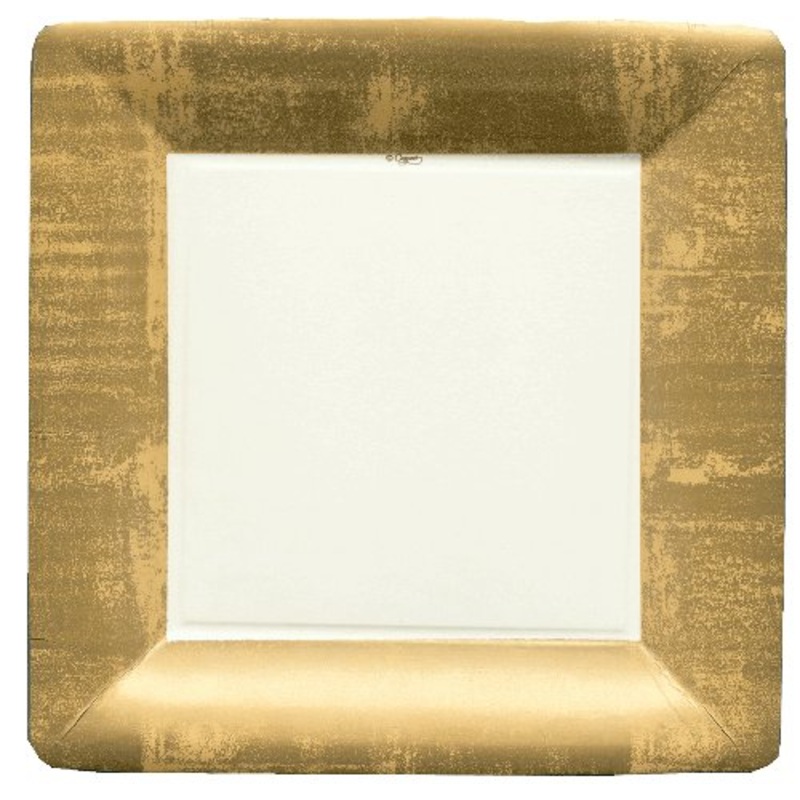Gold Leaf Ivory Square Dinner Plates