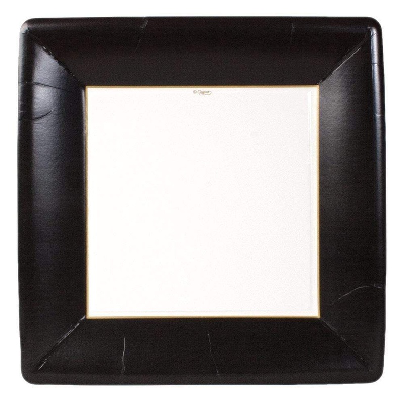 Grosgrain Border - Black Sq Dinner Plates