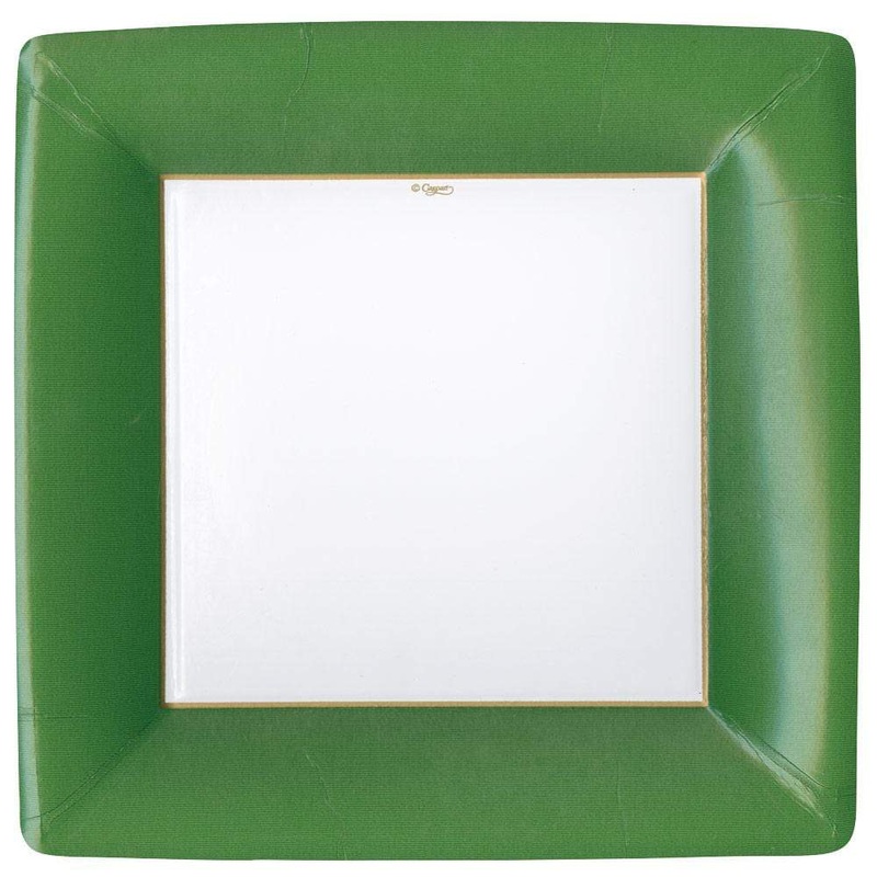 Grosgrain Border - Hunter Green Sq Dinner Plates