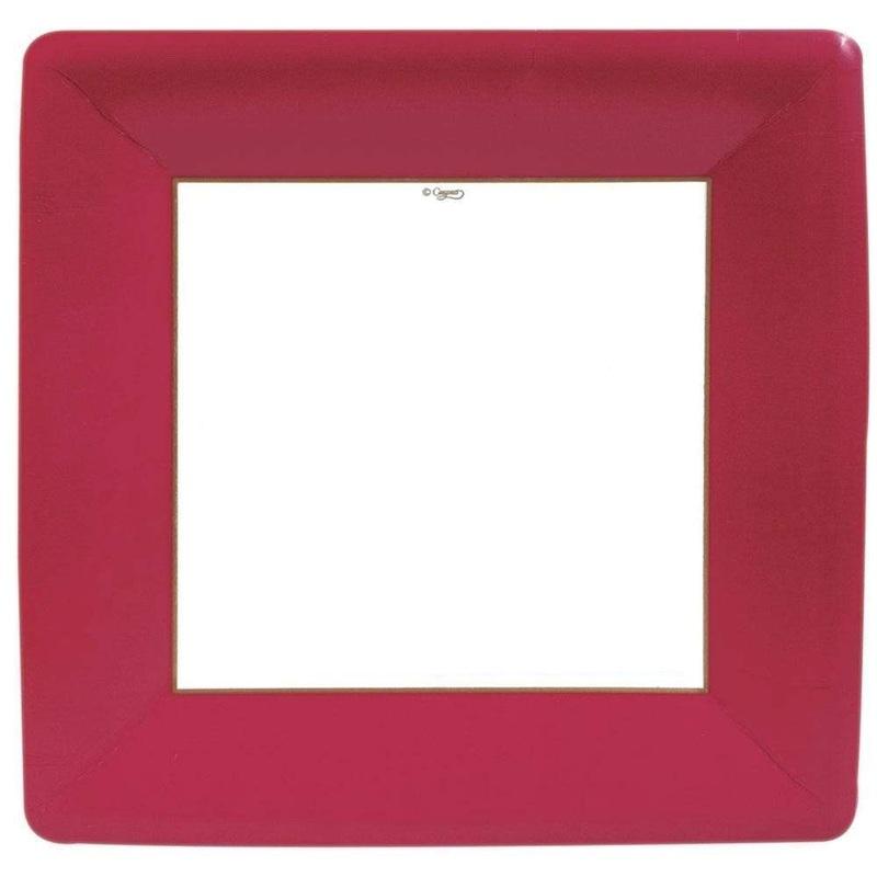 Grosgrain Border - Red Sq Dinner Plates