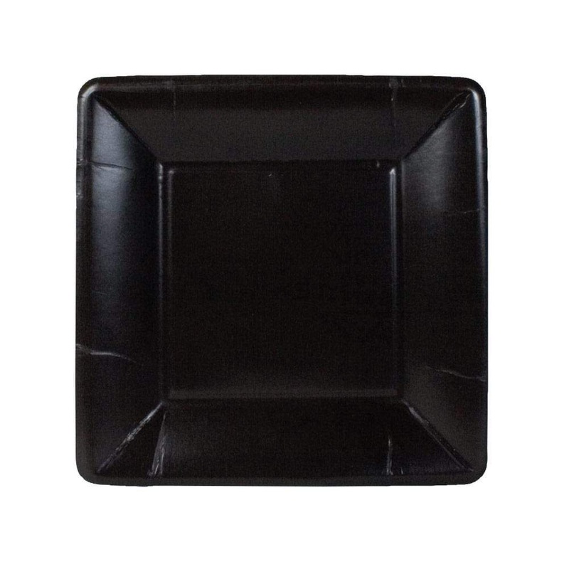 Grosgrain Square Paper Salad & Dessert Plates in Black - 8 Per Package