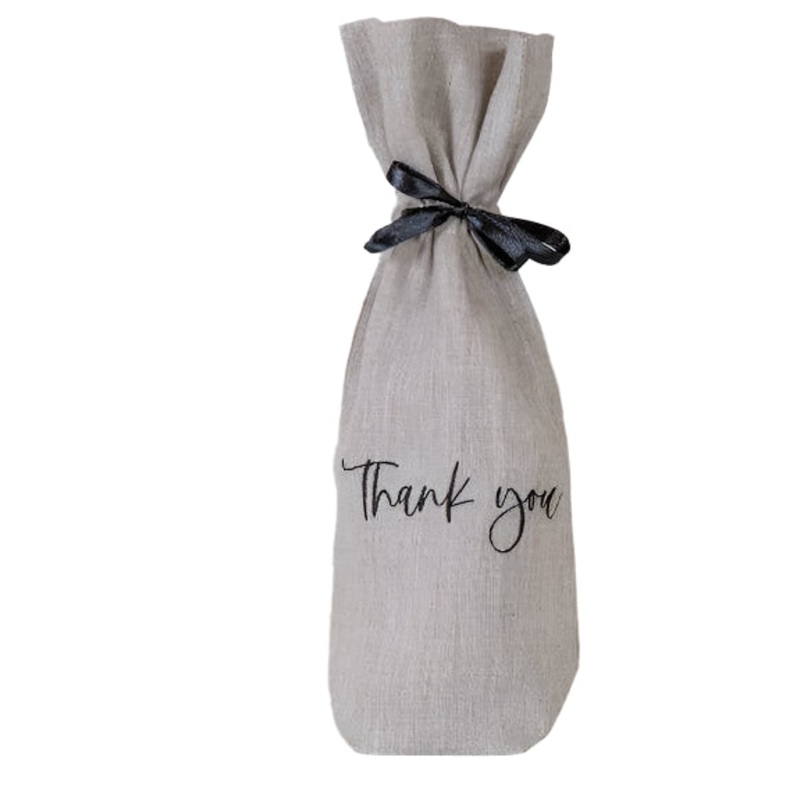 Thank You Linen Wine Bag