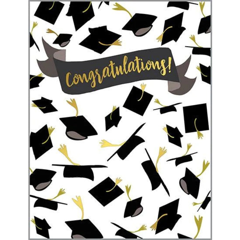 Graduation Card - Black and Gold Caps