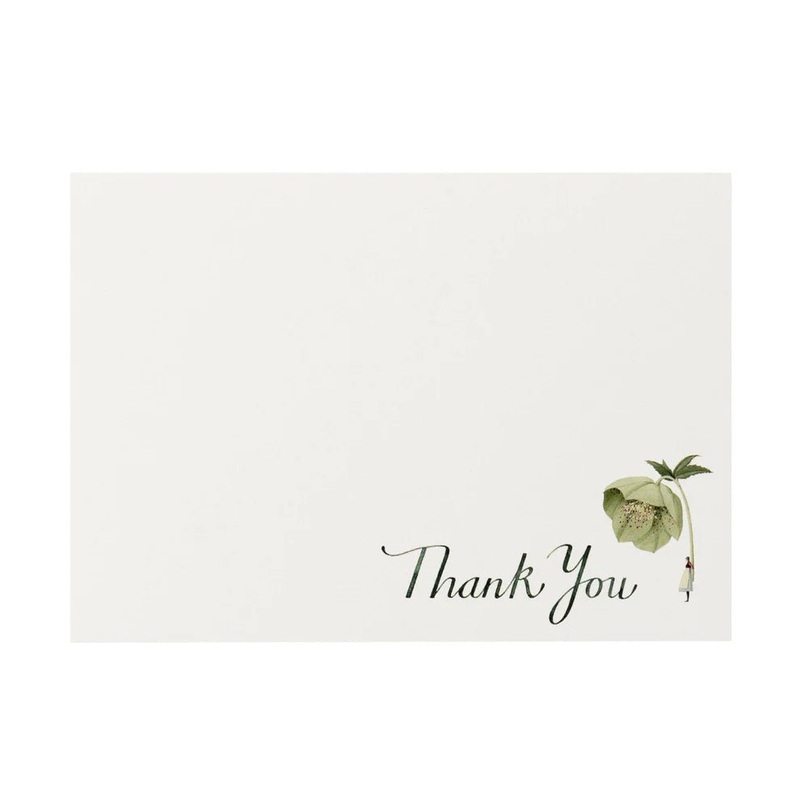 In Bloom Green Thank You Hellebore Flat Note Cards - 12/pkg