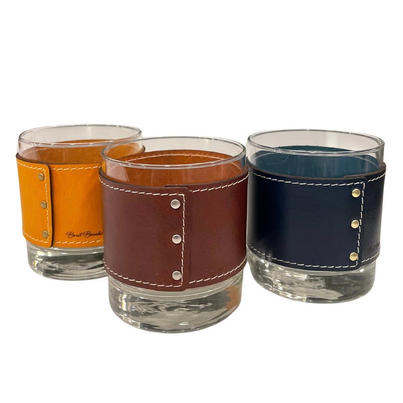 Leather Wrapped Rocks Glassware