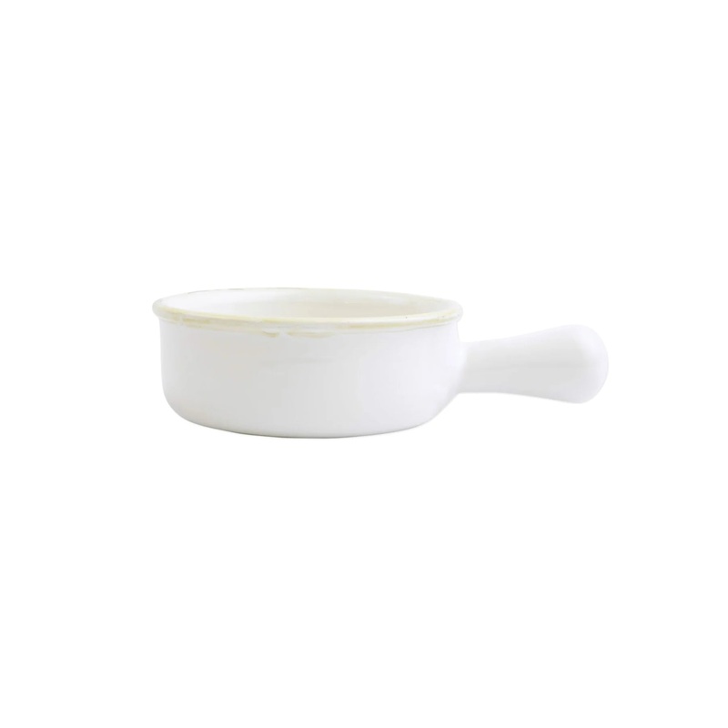 Italian Small Round Baker w/ Large Handle - White