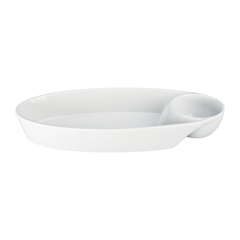 Oval Chip & Dip Dish, White
