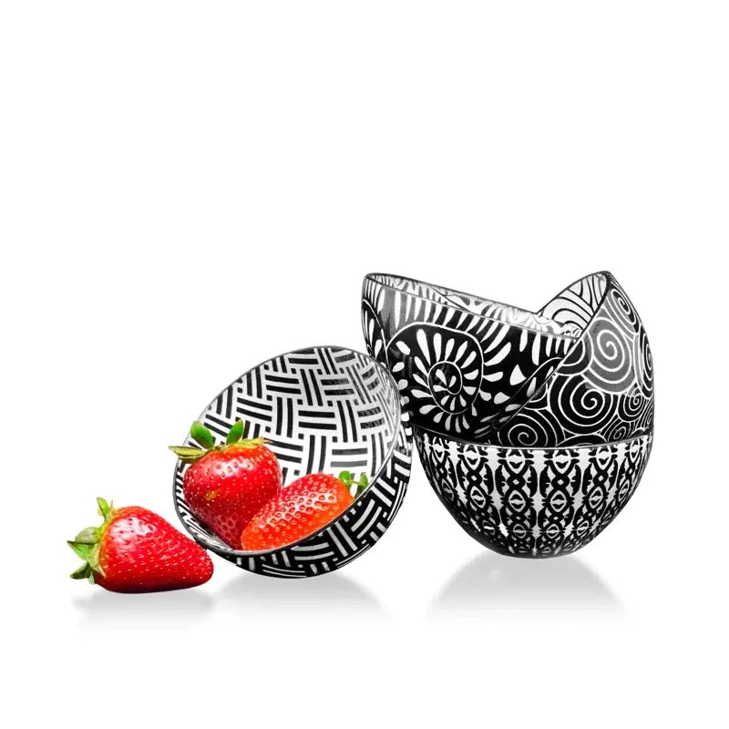 Snack Bowl, Black & White Assorted - Sold Individually