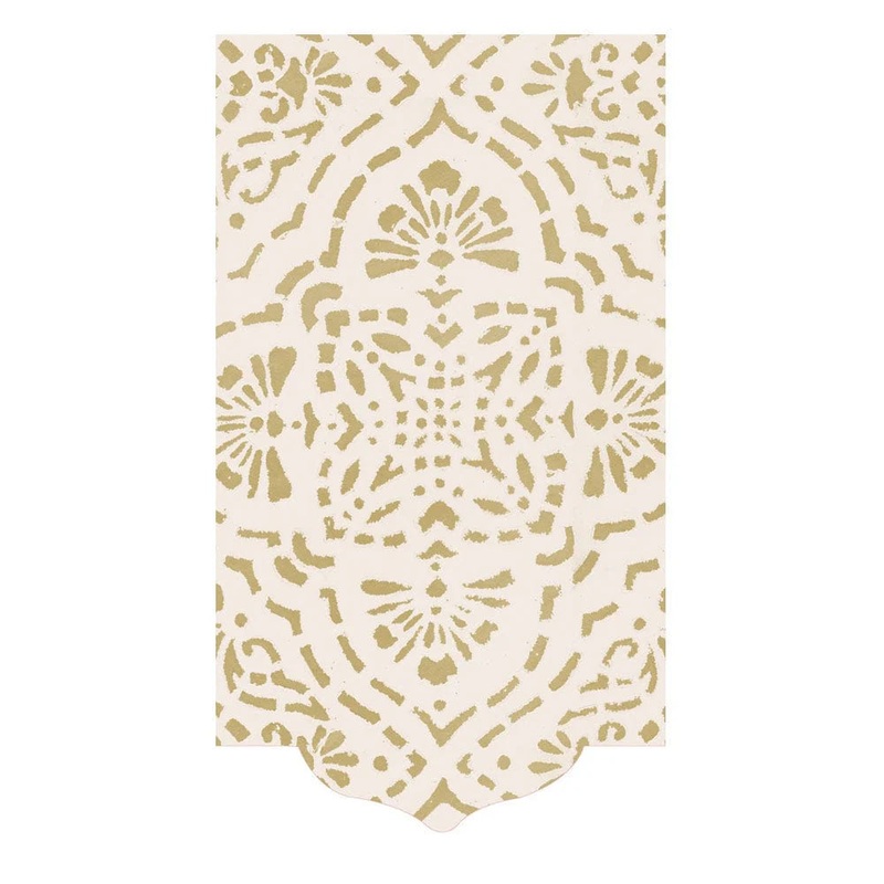 Annika Die-Cut Paper Linen Guest Towel Napkins in Ivory & Gold - Pkg/12
