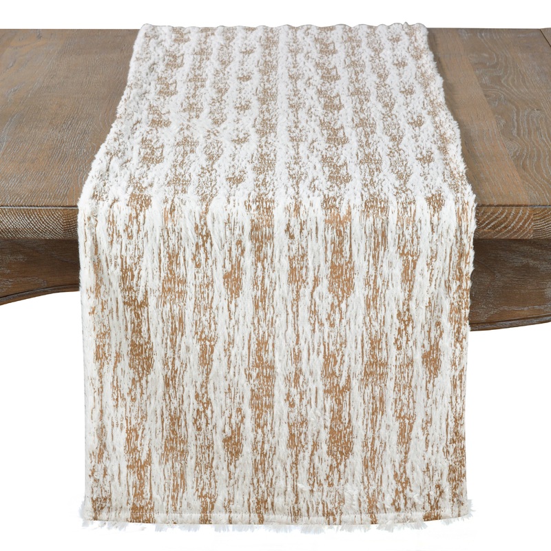 Foil Print Faux Fur Runner