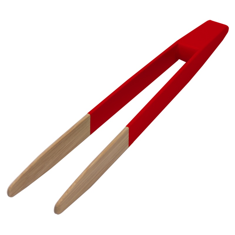 Magnetic Bamboo Toast Tong - Red