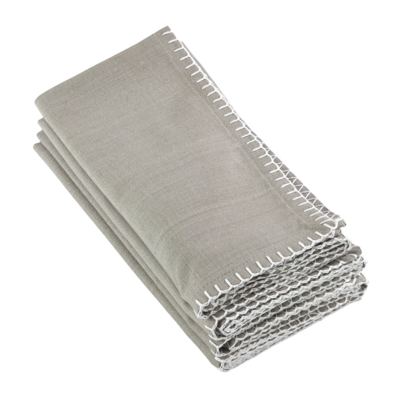 Whip Stitched Design Napkins, Set/4
