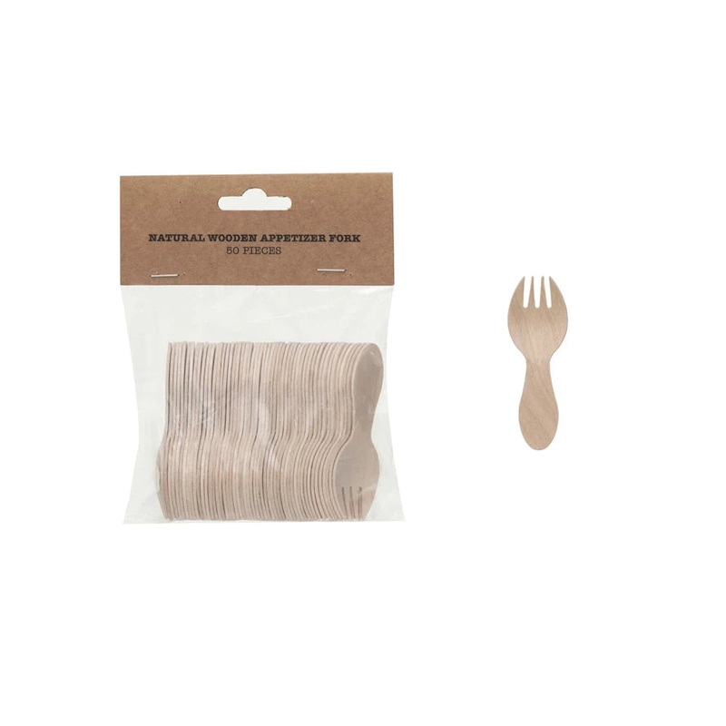 Wood Single Use Spork, Natural, Set/50