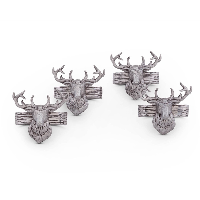 Elk Head Napkin Rings, Set/3
