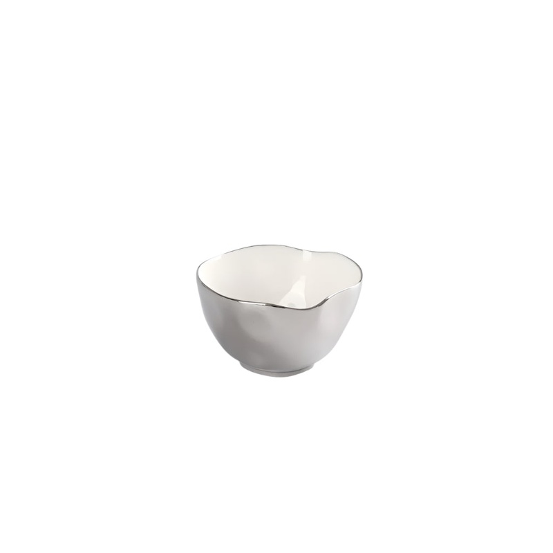 Thin & Simple Small Bowl, White/Titanium