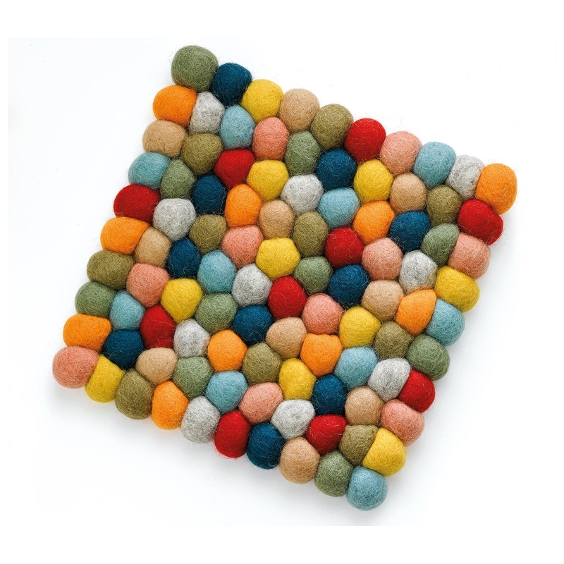 Virgin Wool Trivet "Colore", Square, 8X8"