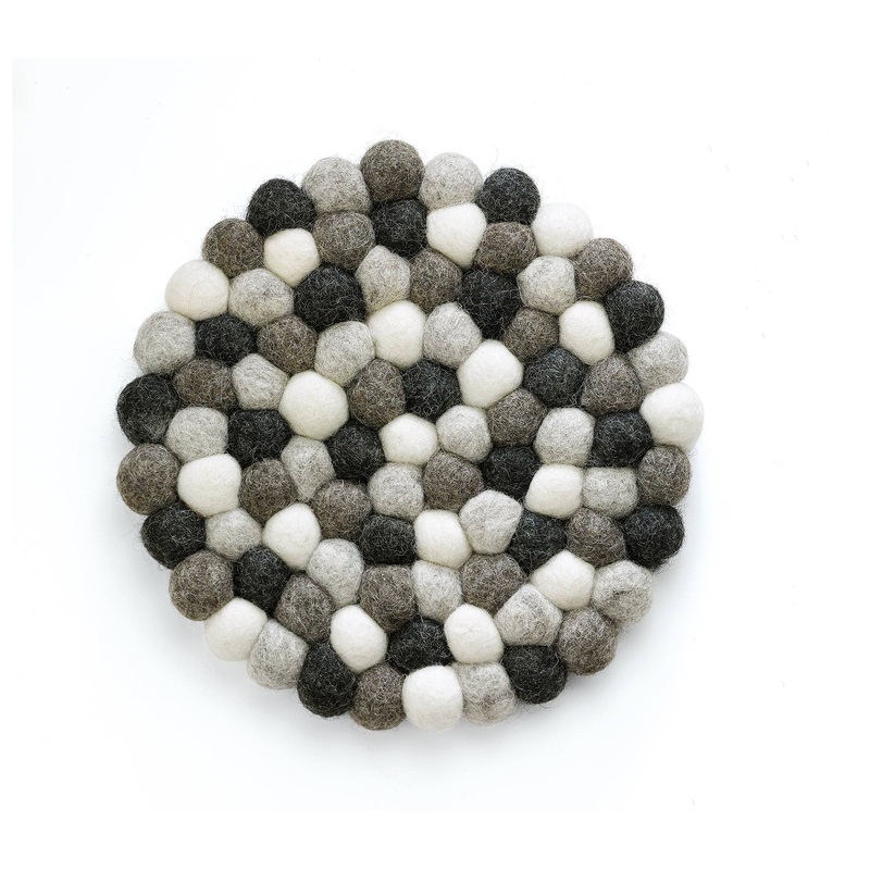Virgin Wool Trivet "Grigio", Round, 8" Dia.