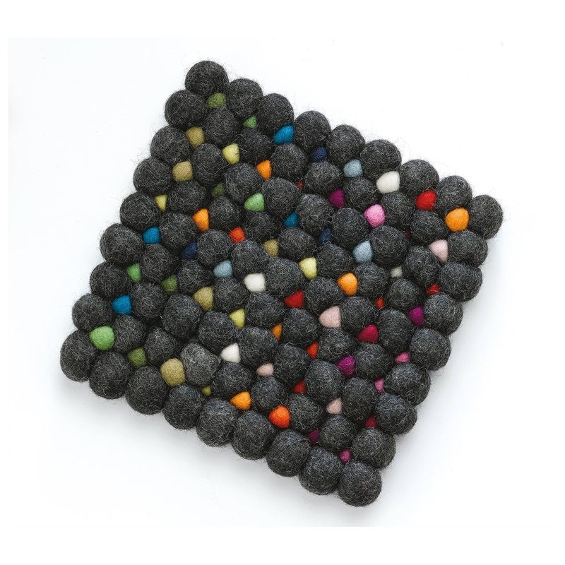 Virgin Wool Trivet "Nero", Square, 8X8"