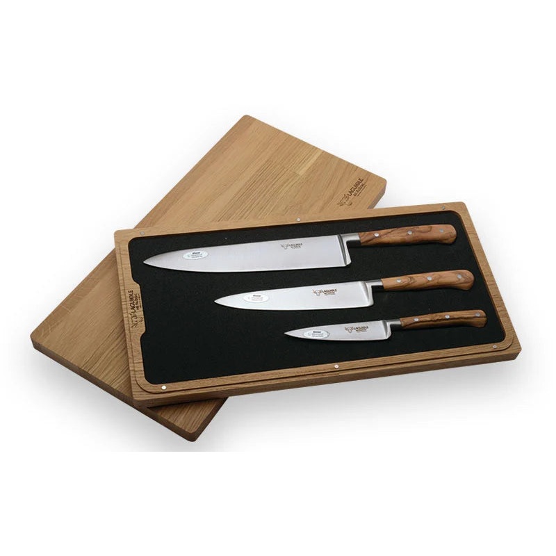 Walnut Wood Kitchen Knives, Set/3