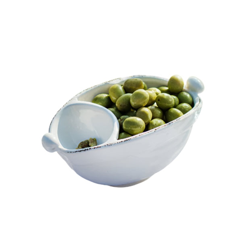 Lastra White Two-Part Olive Bowl