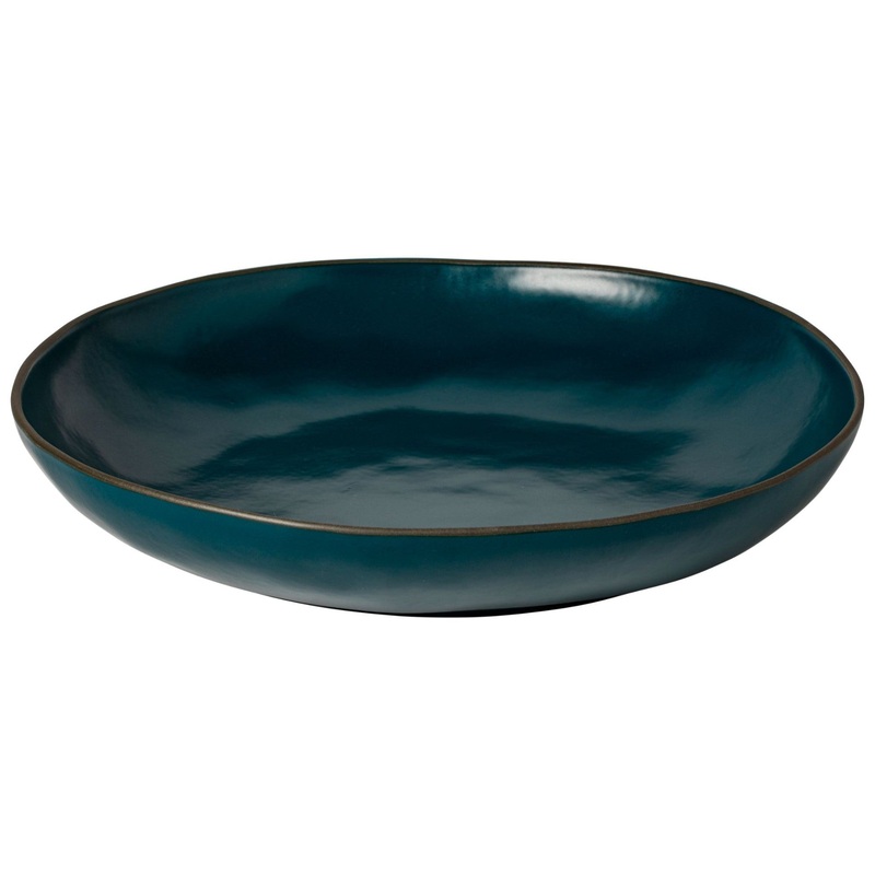 Low Serving Bowl, Stacked Organic - Deep Sea
