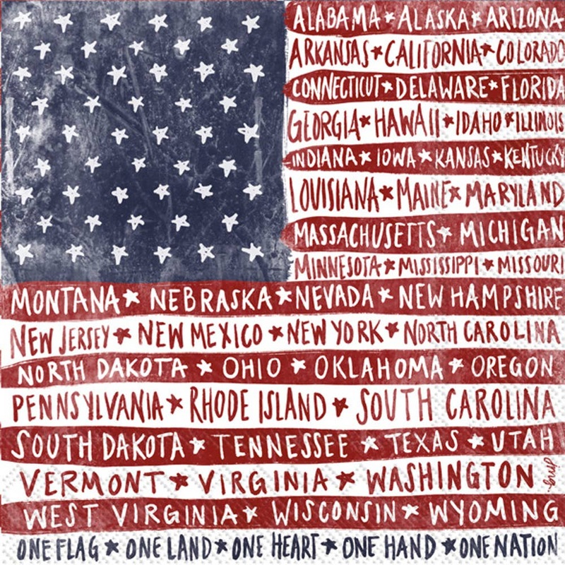 One Flag One Nation Cocktail Napkins Pack/20