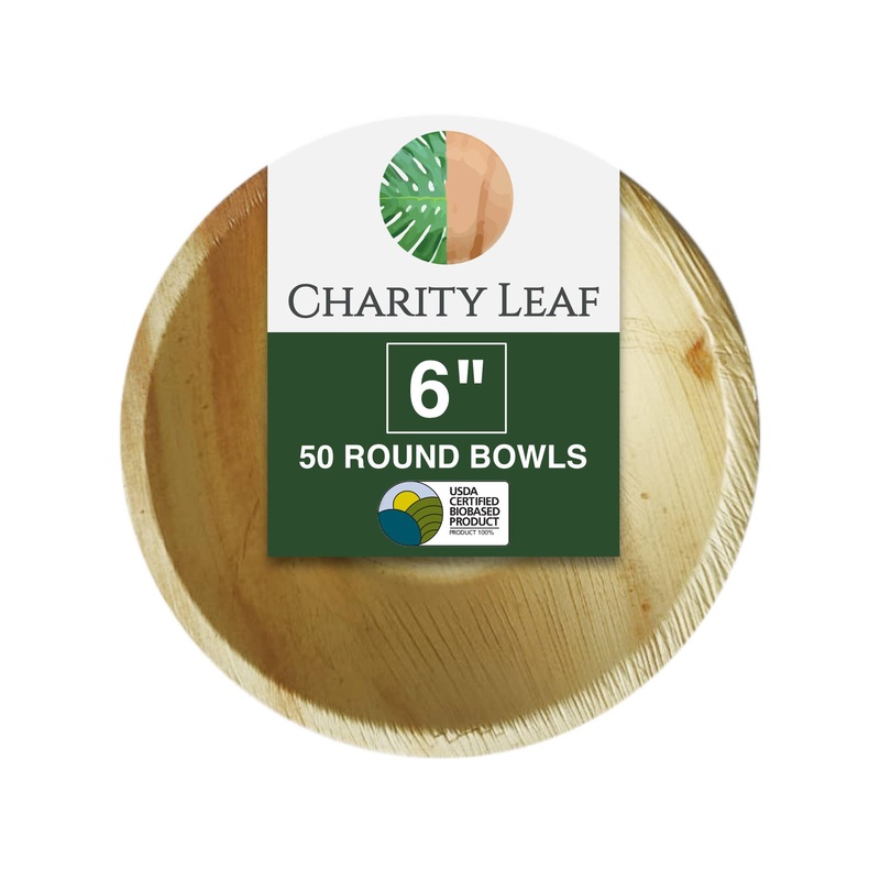 Palm Leaf Round Bowls, 6" Inch Pk/50
