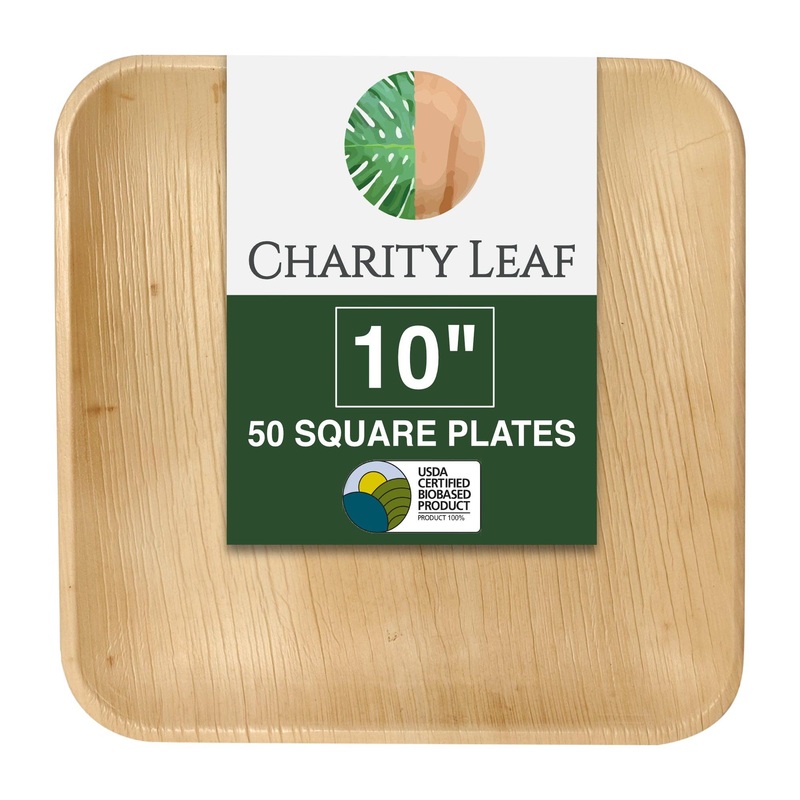 Palm Leaf Square Plate, 10" Inch Pk/50