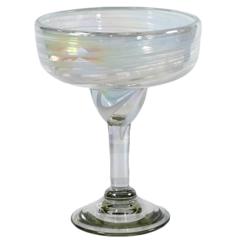 White Swirl Margarita Glass, Set/4