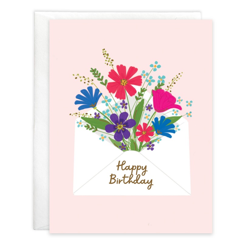 Birthday Greeting Card - Envelope Bouquet