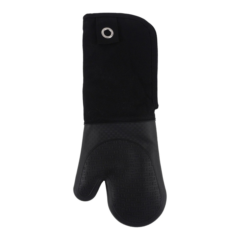 Home Gourmet Classics Oversized Silicone Oven Mitt, Black