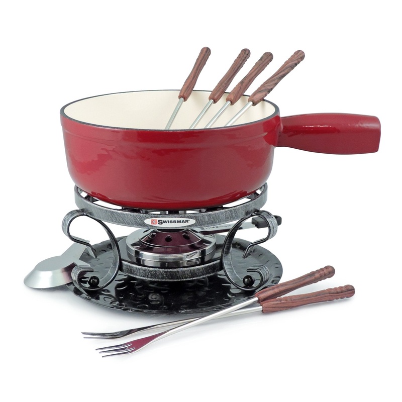 Lugano 9pc. Cast Iron Fondue, Cherry Red
