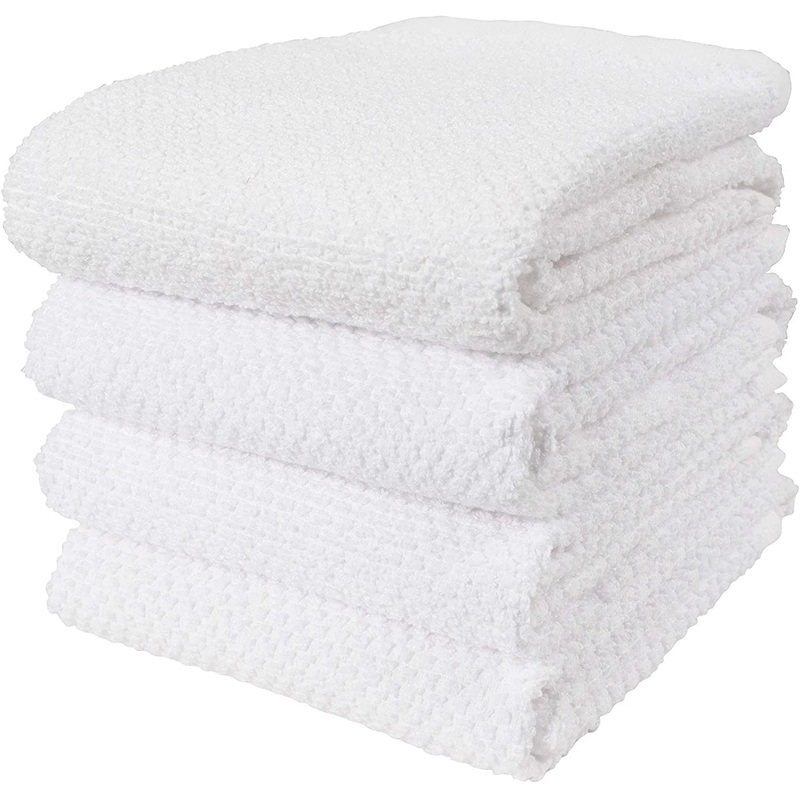 Popcorn Terry Towels, White Set/4