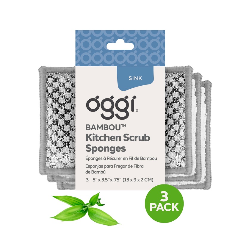 Set of 3 Bambou Sponges with Scrub: Gray