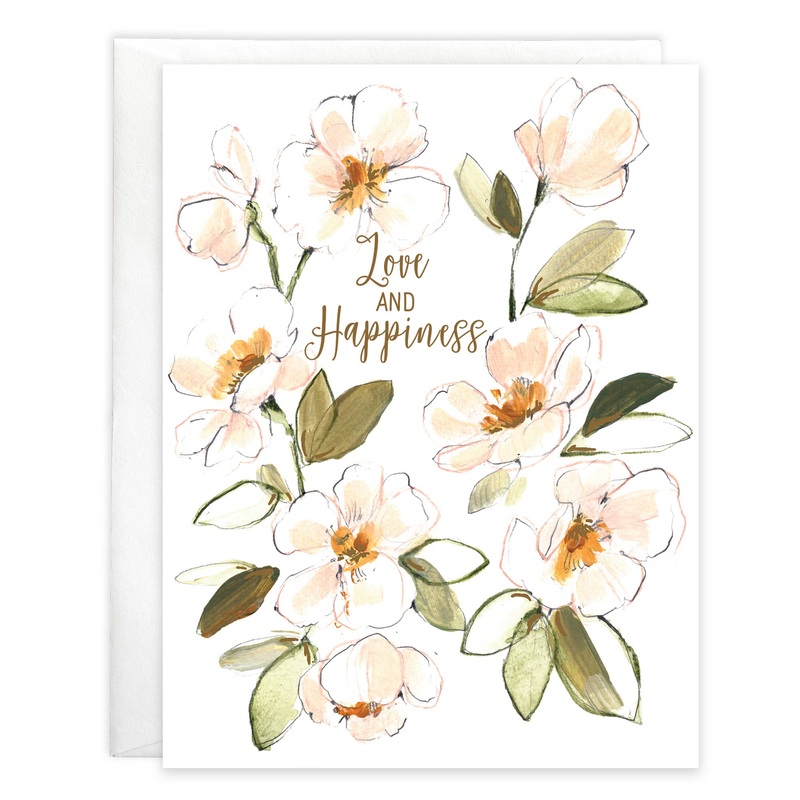Wedding Greeting Card - Peach Flowers