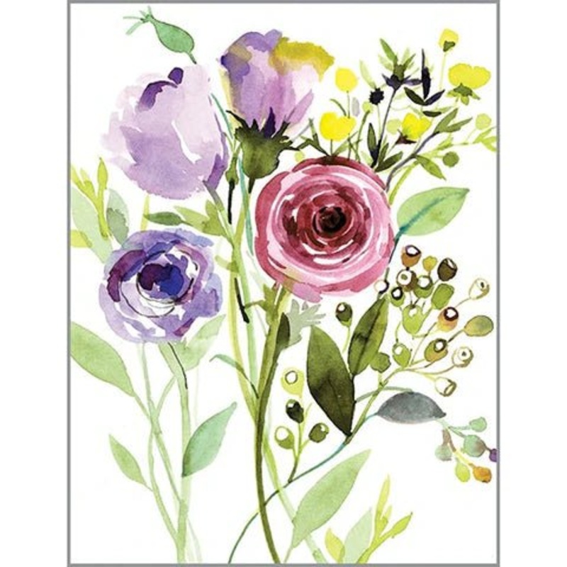 Blank Note Card - Purple Roses/Berries