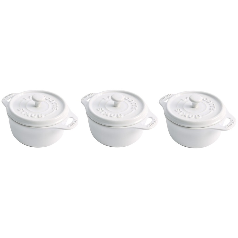 Mini Round Ceramic Cocotte, Set/3