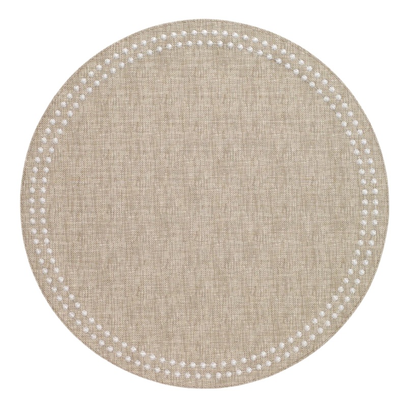Pearls Beige White Place Mats, Set/4