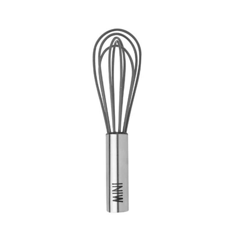 6" Silicone Coated Stainless Steel Mini Whisk, Charcoal