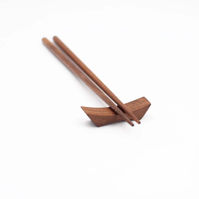 9" Walnut Chopsticks and Rest Set