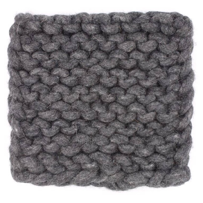 Chain Knitted Trivet Charocal 8x8 Wool