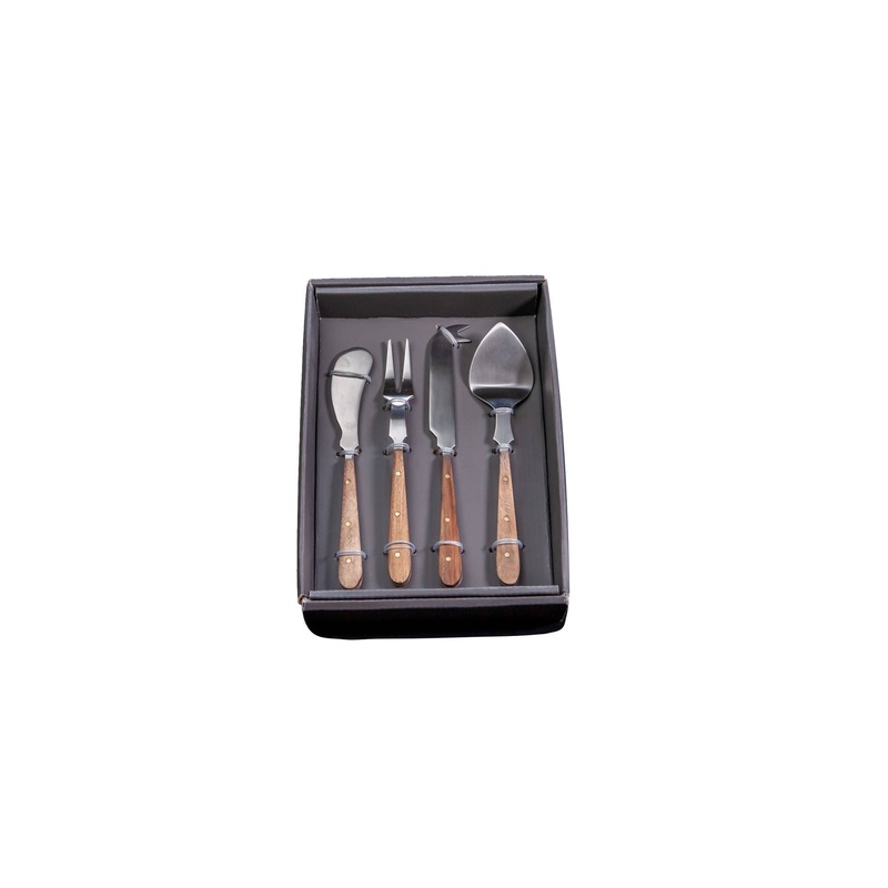 Cheese Set w/ Wood Handles in Giftbox - Set/4