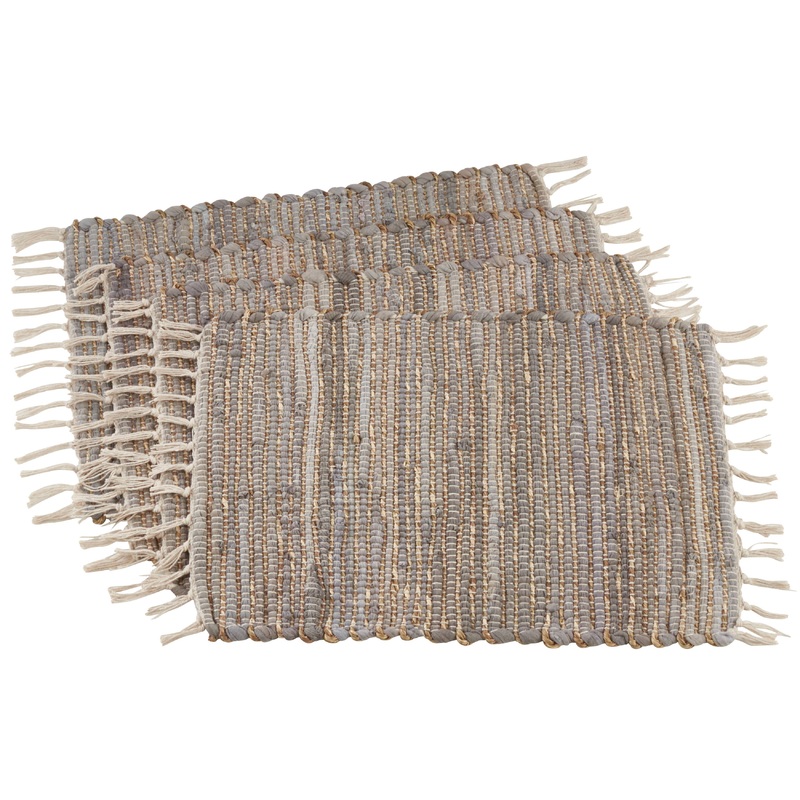 Chindi Placemats - Blue-Grey Set/4