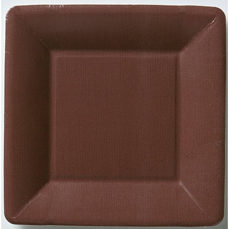 Classic Linen Brown 7" Square Paper Plates Pkg/8
