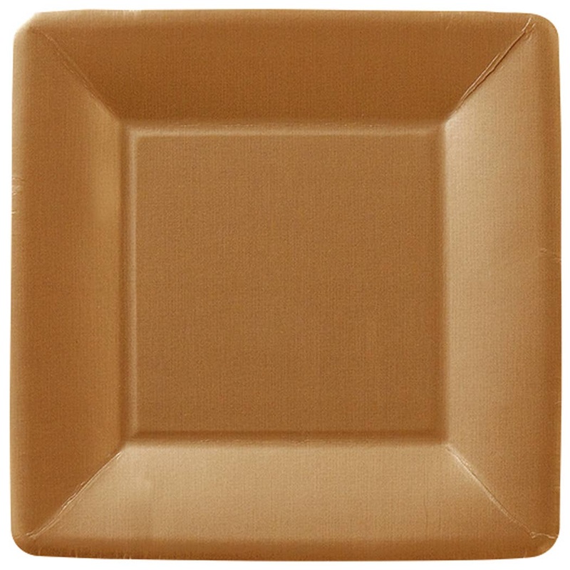 Classic Linen Copper 7" Square Paper Plates pkg/8