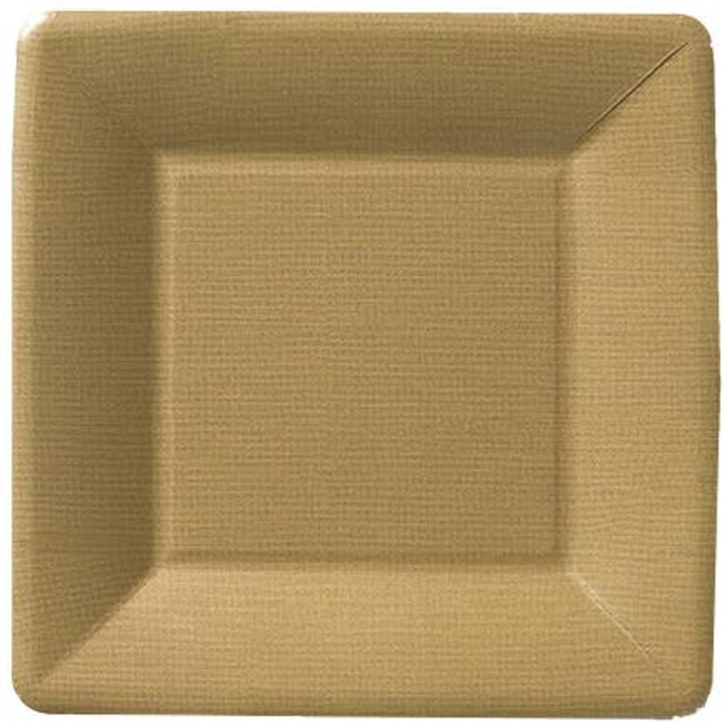 Classic Linen Gold 7" Square Paper Plates pkg/8