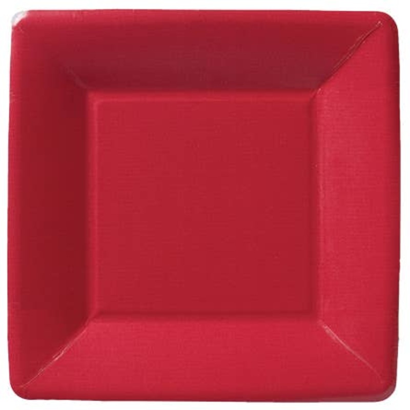 Classic Linen Red 7" Square Paper Plates pkg/8