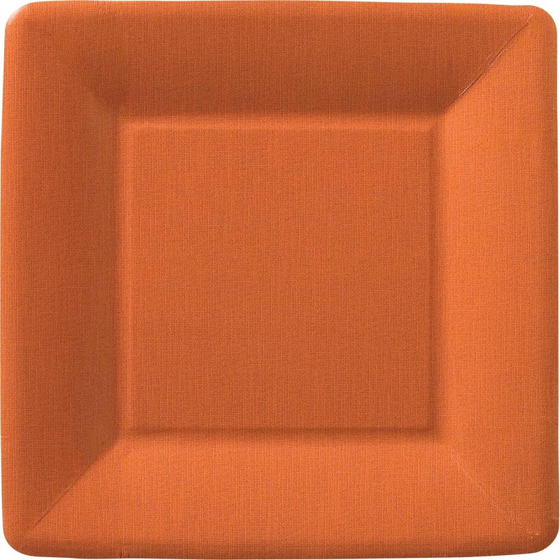 Classic Linen Terracotta 7" Square Paper Plates pkg/8