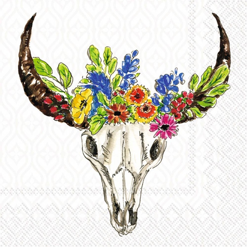 Floral Skull Paper Cocktail Napkins Pkg/20